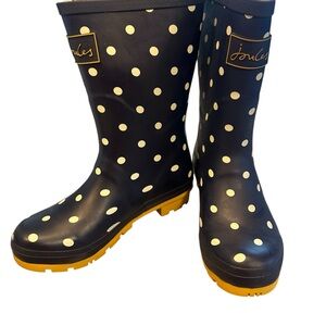 Joules Women's Molly Mid Rain Boot in French Navy Spot Size US 5 NIB